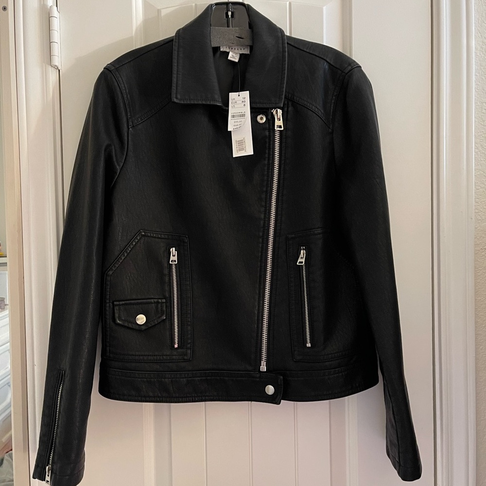 Faux Leather Topshop Biker Jacket, NWT